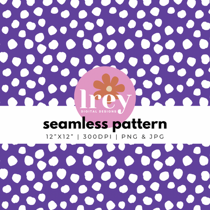 Abstract Dots - White on Purple | Digital Seamless Pattern | PNG, JPG | Instant Download | Commercial Use Included | LRey Digital Designs | Digital Seamless Pattern