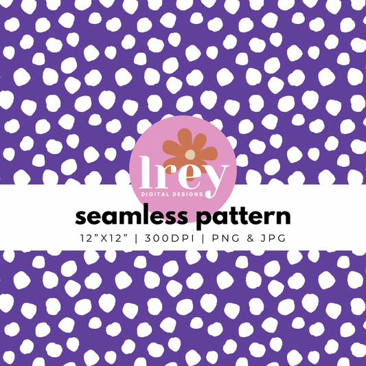 Abstract Dots - White on Purple | Digital Seamless Pattern | PNG, JPG | Instant Download | Commercial Use Included | LRey Digital Designs | Digital Seamless Pattern