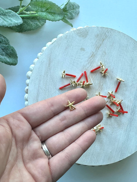 Starfish Earring Post - Gold (10pc)