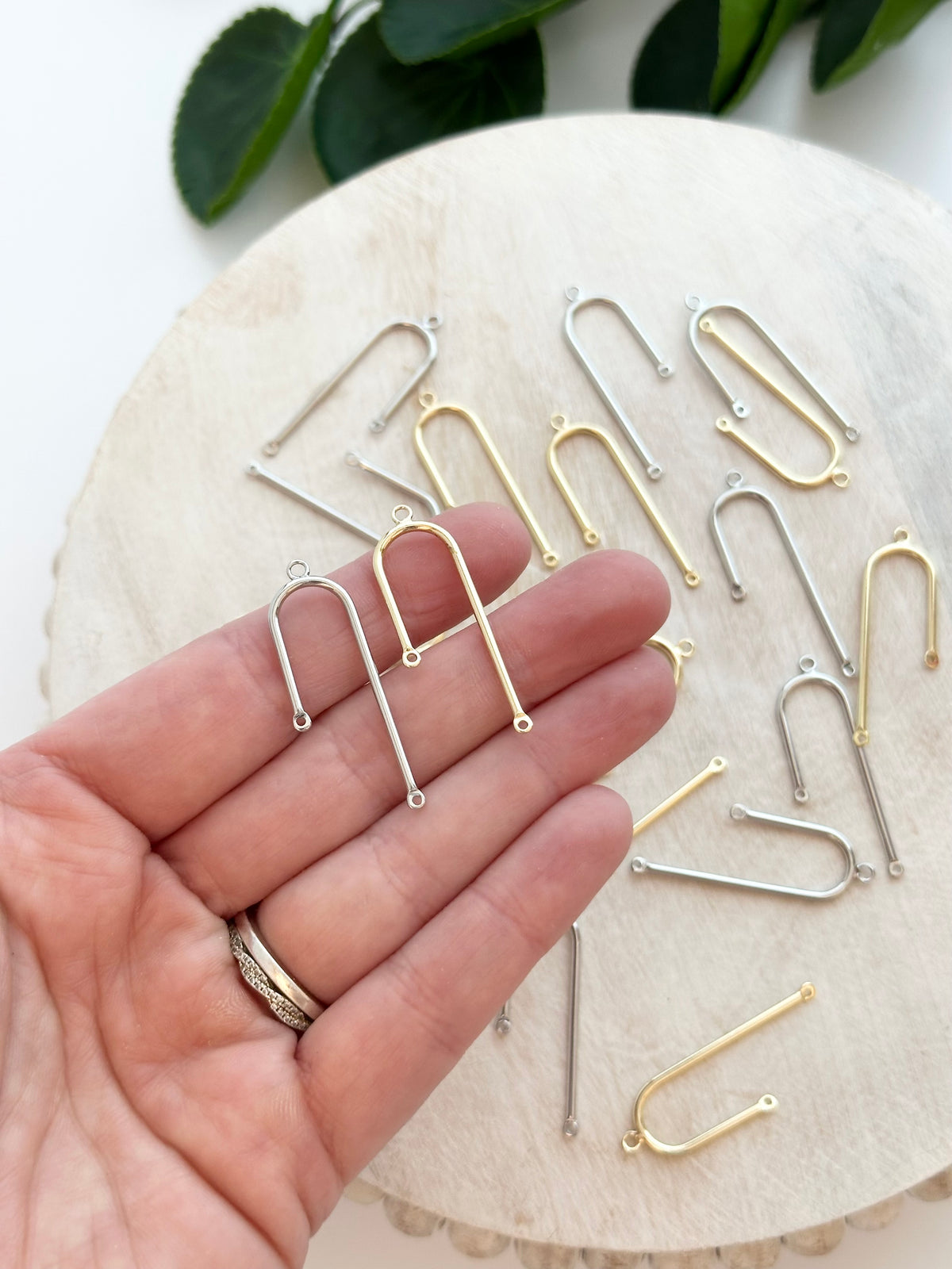 Asymmetrical Double Drop Arch Connector Charm - Gold or Silver (10pc)