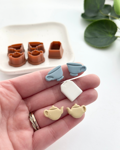 Tea Party Biggie Stud Pack (5pc) | Polymer Clay Cutter