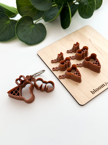 Mouse Head Ice Cream Cone Set | Polymer Clay Cutter