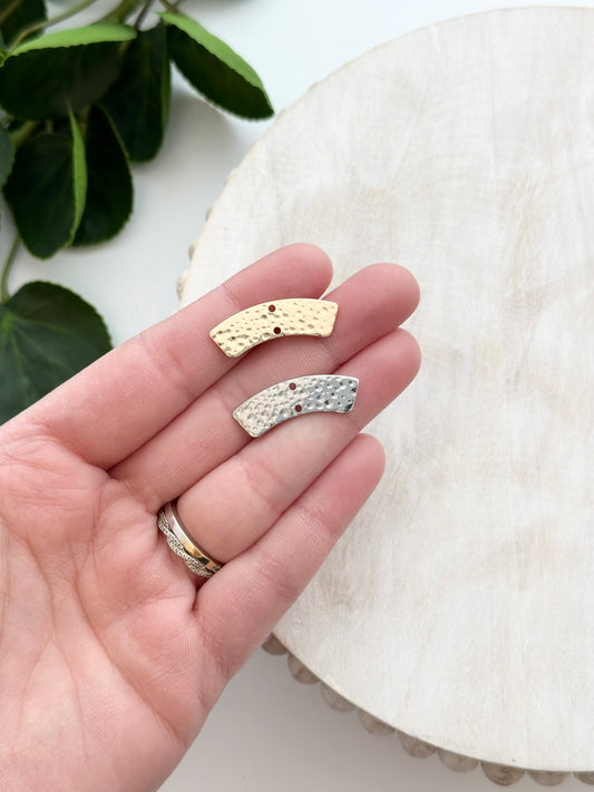Hammered Curved Connector - Gold or Silver (10pc)