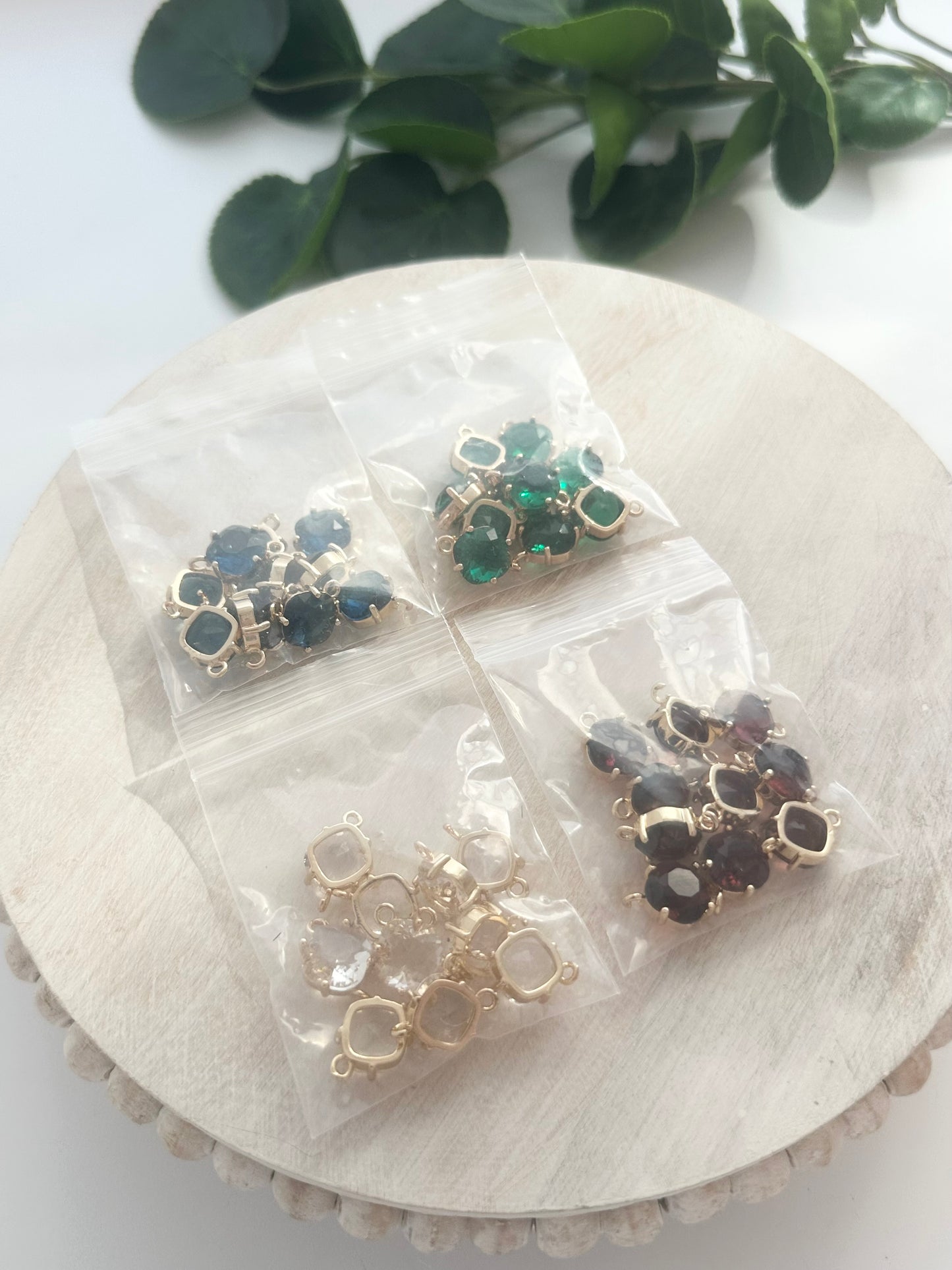 Faceted Rhombus Glass Connector Charm - Gold (10pc)