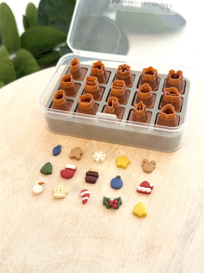 8mm Mini Stud Cutters - Christmas Edition (15 cutters + storage case) | Polymer Clay Cutter