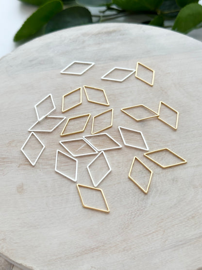 Rhombus Bezel Charm - Gold or Silver (10pc)