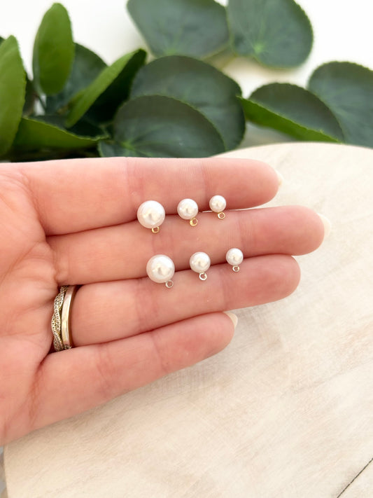 Pearl Earring Posts - 5mm, 6mm, 7mm - Gold or Silver (10pc)
