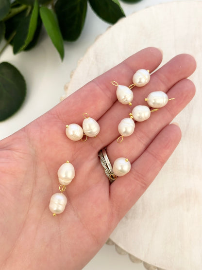 Cultured Freshwater Pearl Charms - Gold (10pc)