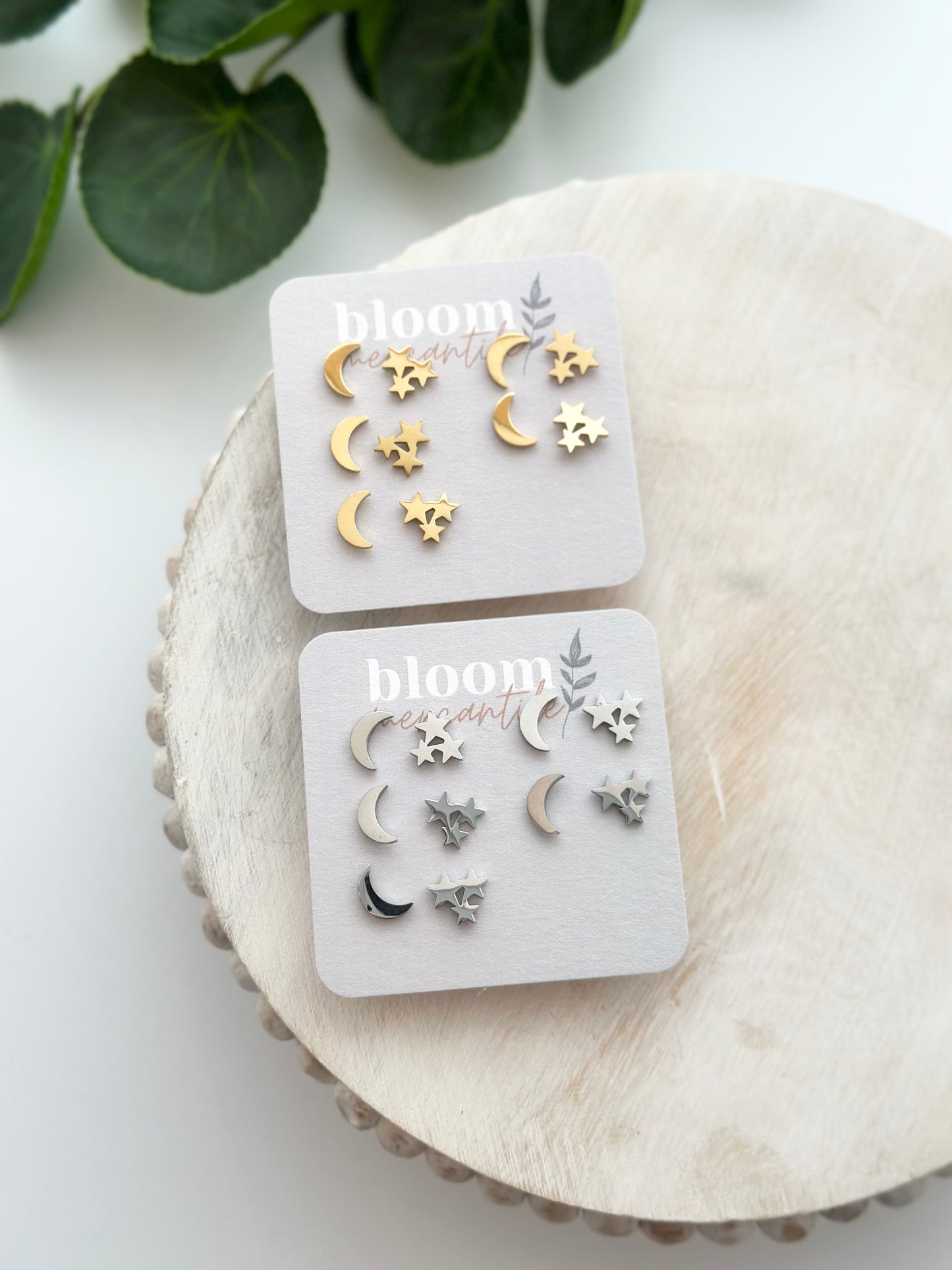 Crescent Moon and Star Trio | Add-On Stud Packs (5 pair)