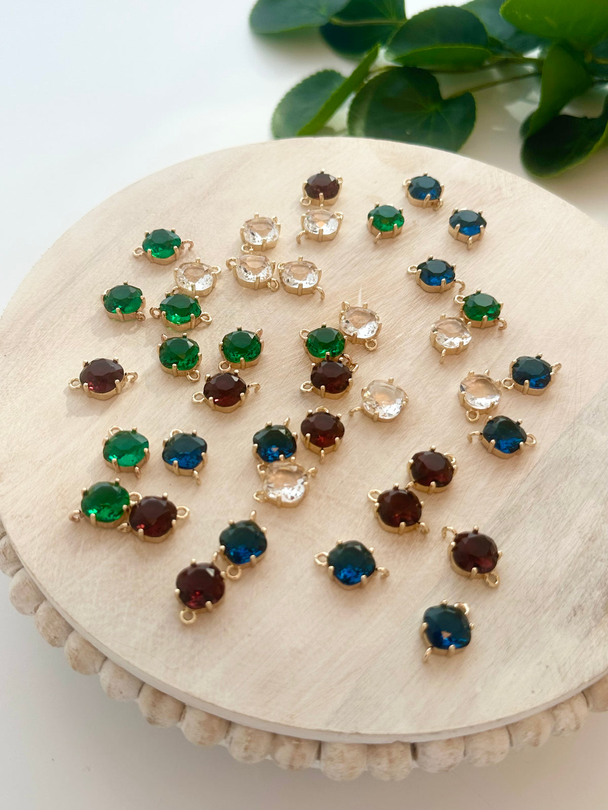 Faceted Rhombus Glass Connector Charm - Gold (10pc)