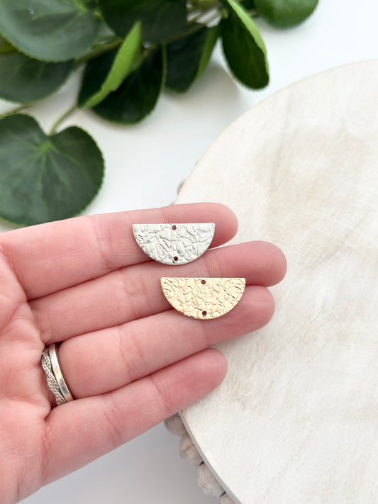 Hammered Half Circle Connector Charm - Gold or Silver (10pc)