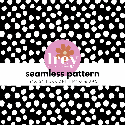 Abstract Dots - White on Black | Digital Seamless Pattern | PNG, JPG | Instant Download | Commercial Use Included | LRey Digital Designs | Digital Seamless Pattern