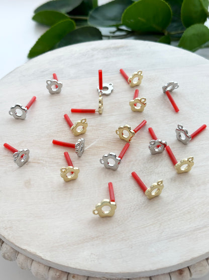 Flower Earring Post - Gold or Silver (10pc)