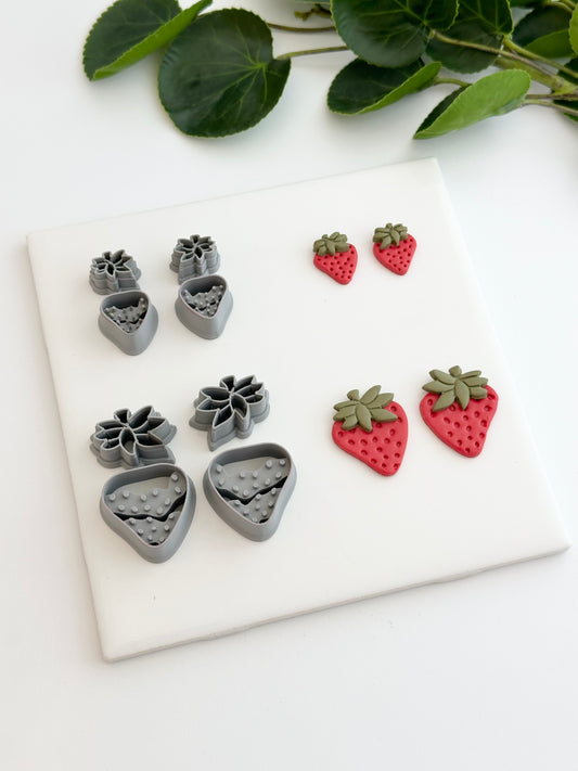 Strawberry and Leaves | Polymer Clay Cutter