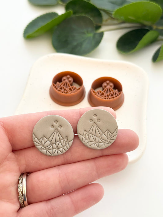 Three Stars and Mountain Skyline (Mirror Set) | Polymer Clay Cutter