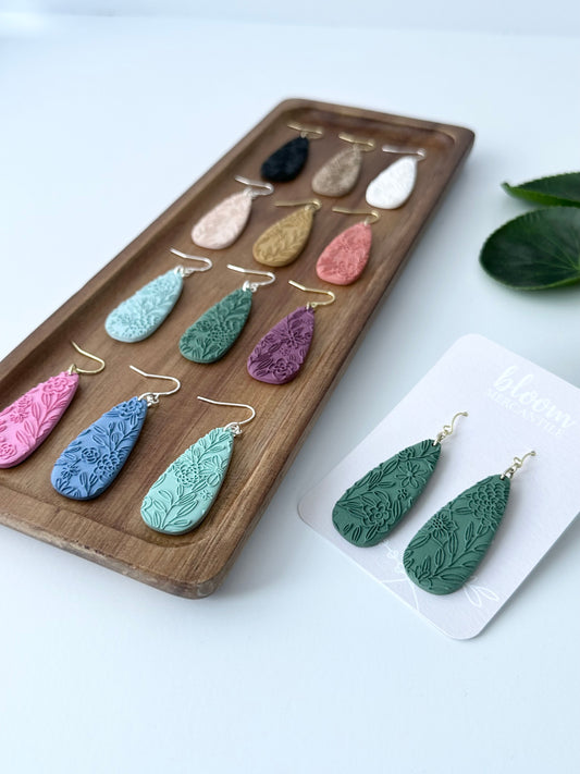 Floral Teardrop Dangles | Polymer Clay Earrings