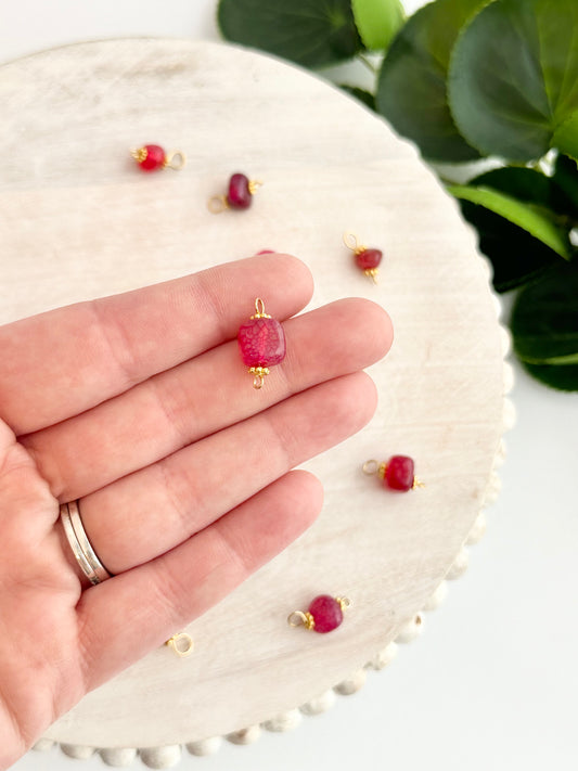 Magenta Glass Connector Bead (10pc)