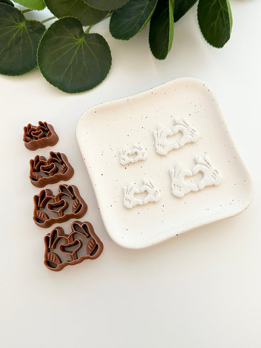 Mouse Gloves with Heart Hands | Polymer Clay Cutter