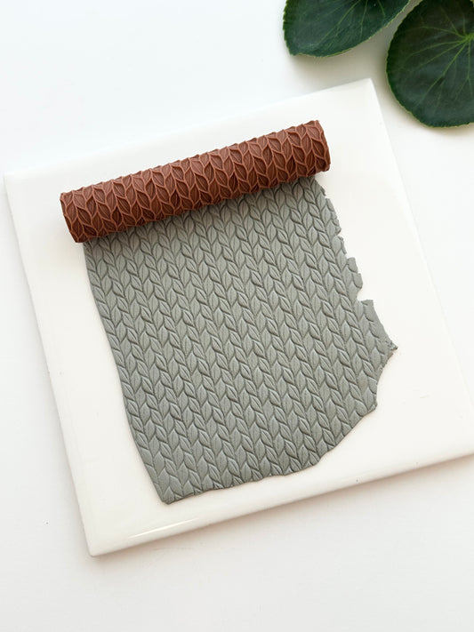 Knitting Leaves | Polymer Clay Texture Roller