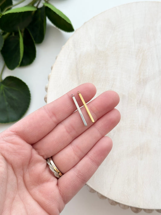 Stick Bar Charm - Gold or Silver (10pc)
