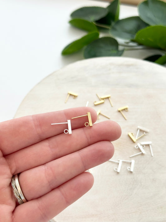 Mini Bar Earring Post - Gold or Silver (10pc)