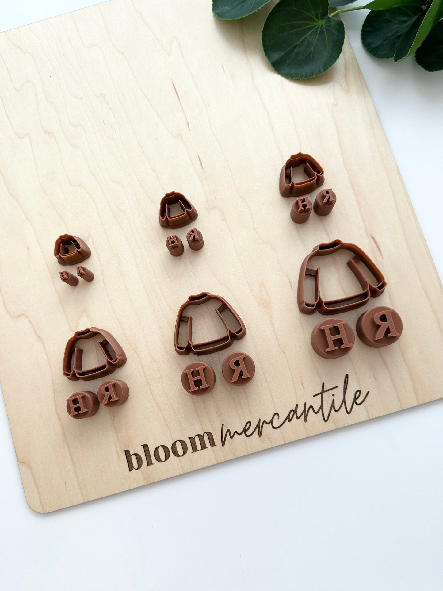 Sweater with H & R Monogrammed Stamps | Polymer Clay Cutter