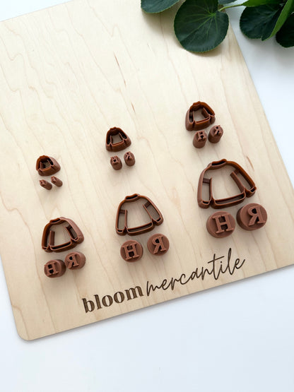 Sweater with H & R Monogrammed Stamps | Polymer Clay Cutter