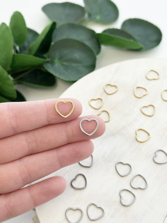 Heart Bezel Charm - Gold or Silver (10pc)