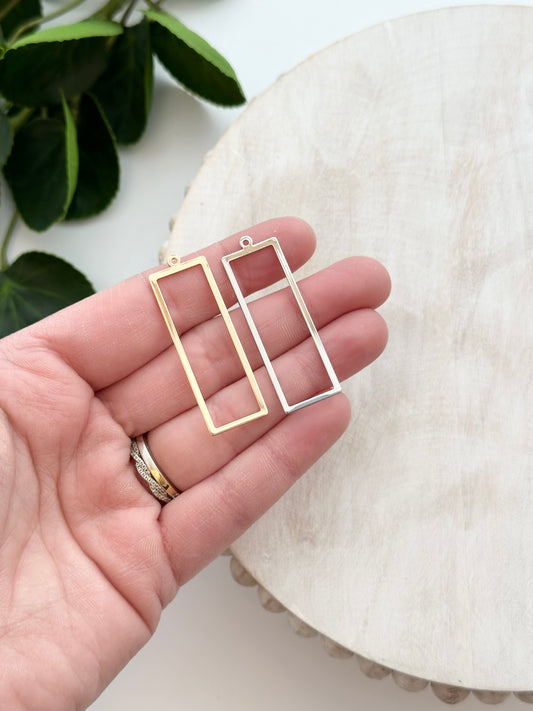 Rectangle Bezel Charm - Gold or Silver (10pc)