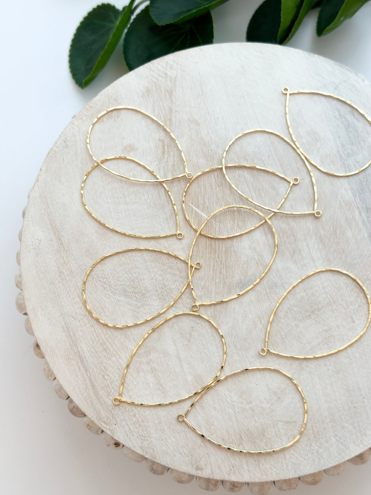 Hammered Teardrop Pendant Charm - Gold (10pc)