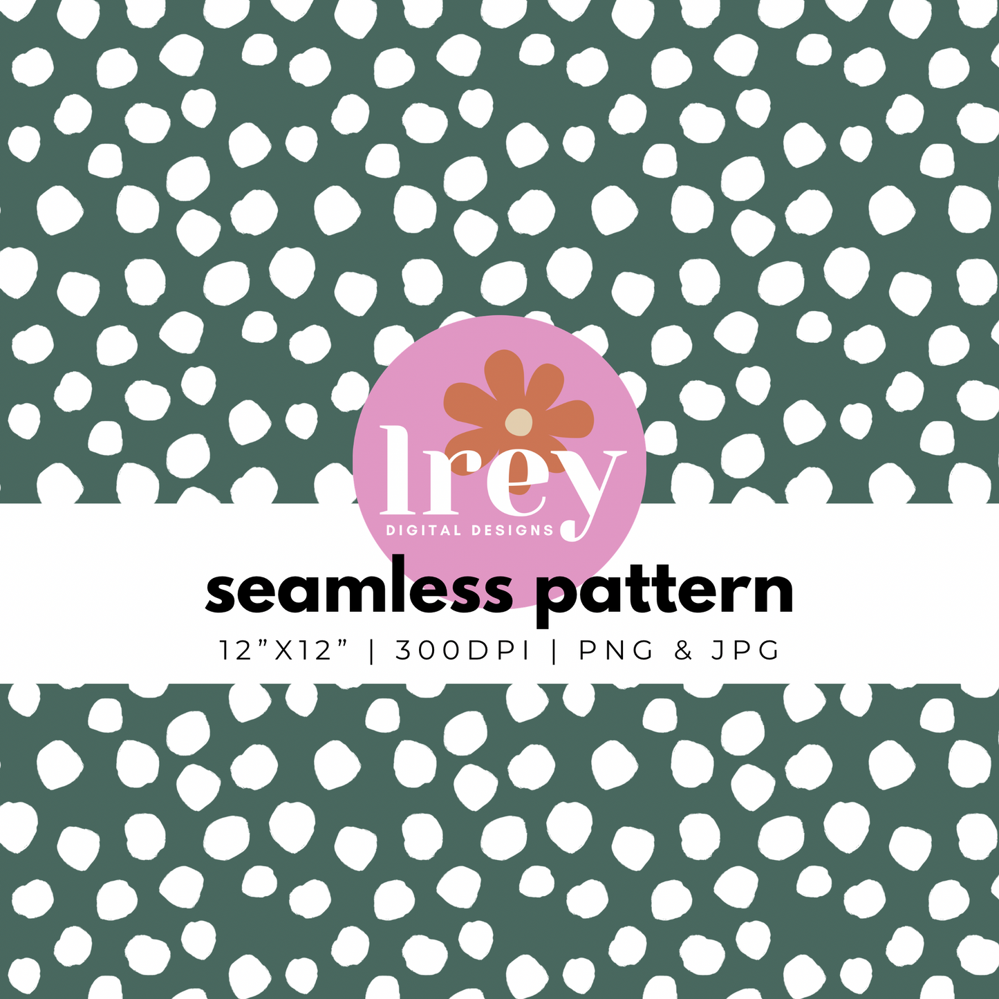 Abstract Dots - White on Blue Green | Digital Seamless Pattern | PNG, JPG | Instant Download | Commercial Use Included | LRey Digital Designs | Digital Seamless Pattern