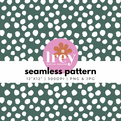 Abstract Dots - White on Blue Green | Digital Seamless Pattern | PNG, JPG | Instant Download | Commercial Use Included | LRey Digital Designs | Digital Seamless Pattern