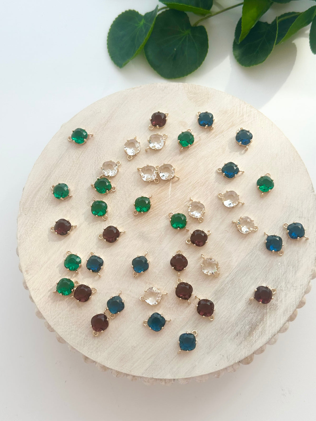 Faceted Rhombus Glass Connector Charm - Gold (10pc)