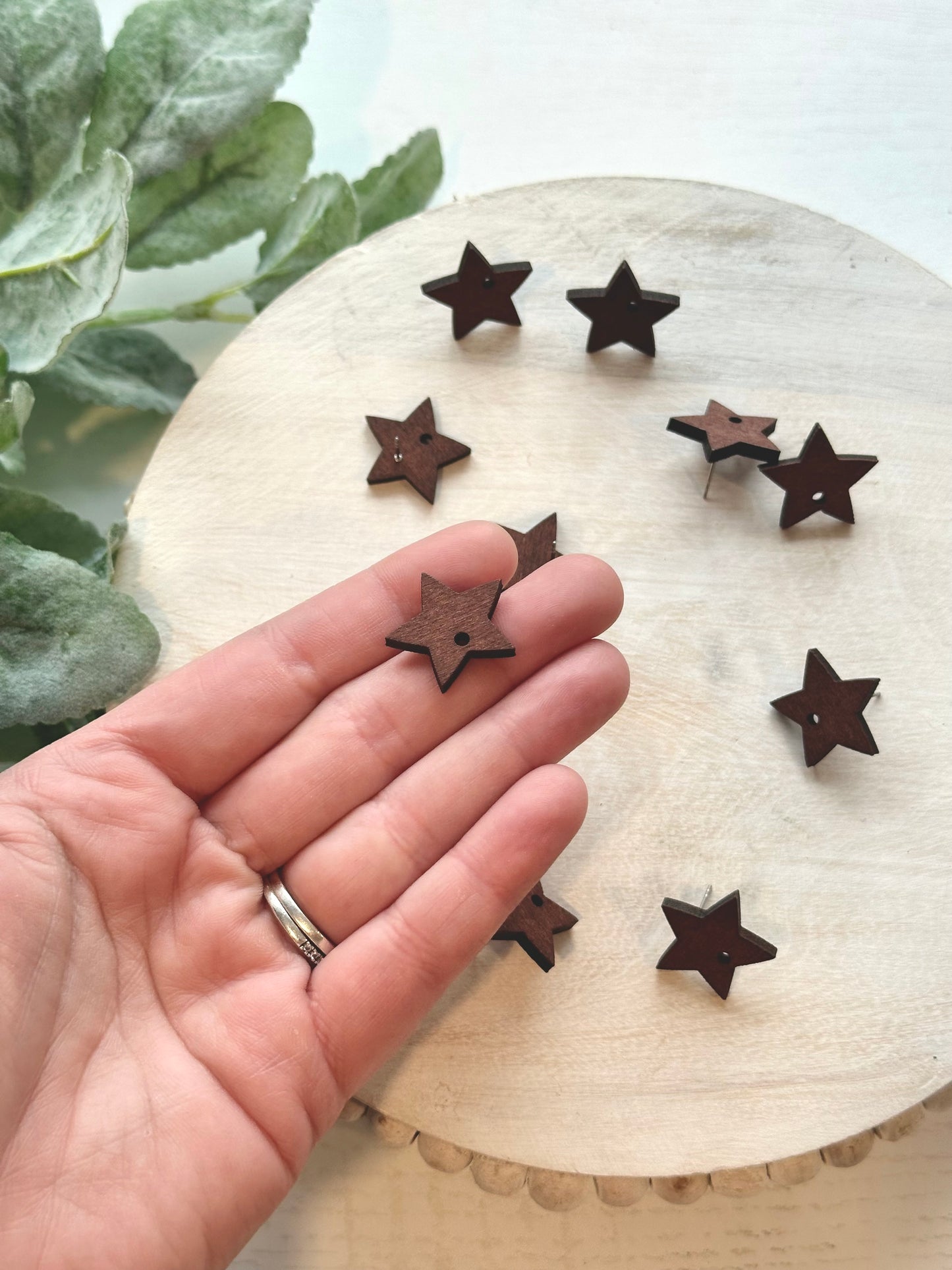 Star Wood Earring Posts (10pc)