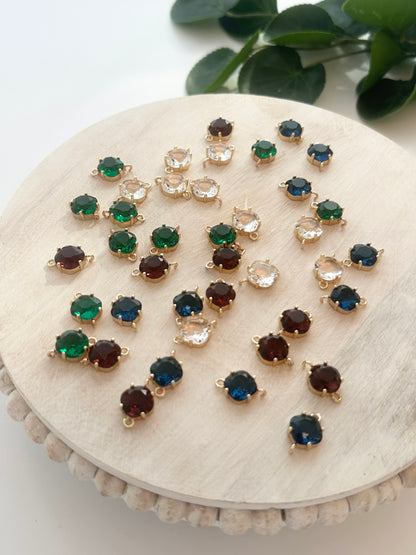 Faceted Rhombus Glass Connector Charm - Gold (10pc)
