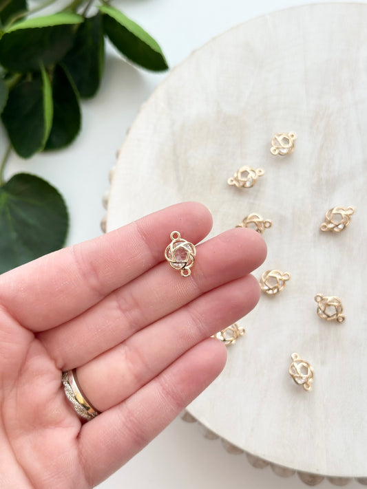 Wrapped Glass Connector Charm - Gold (10pc)