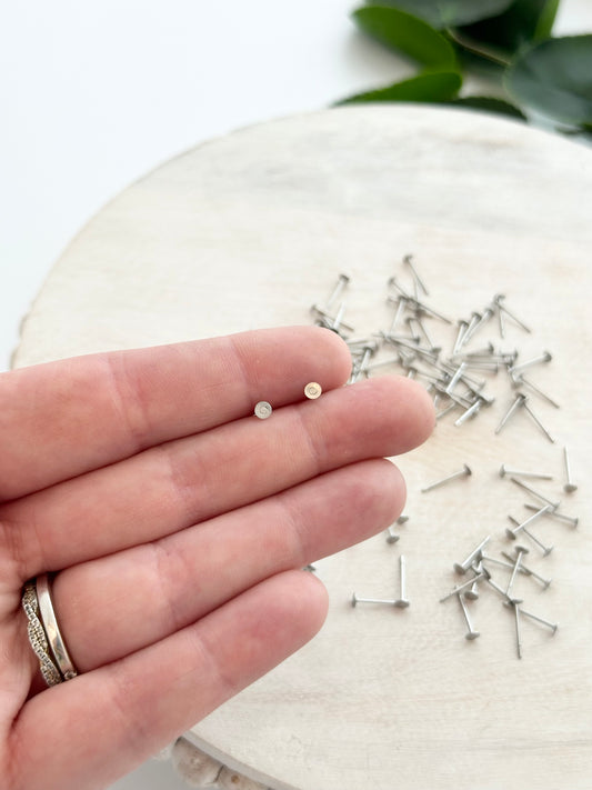 Flat Stud Earring Posts - 3mm (50pc)
