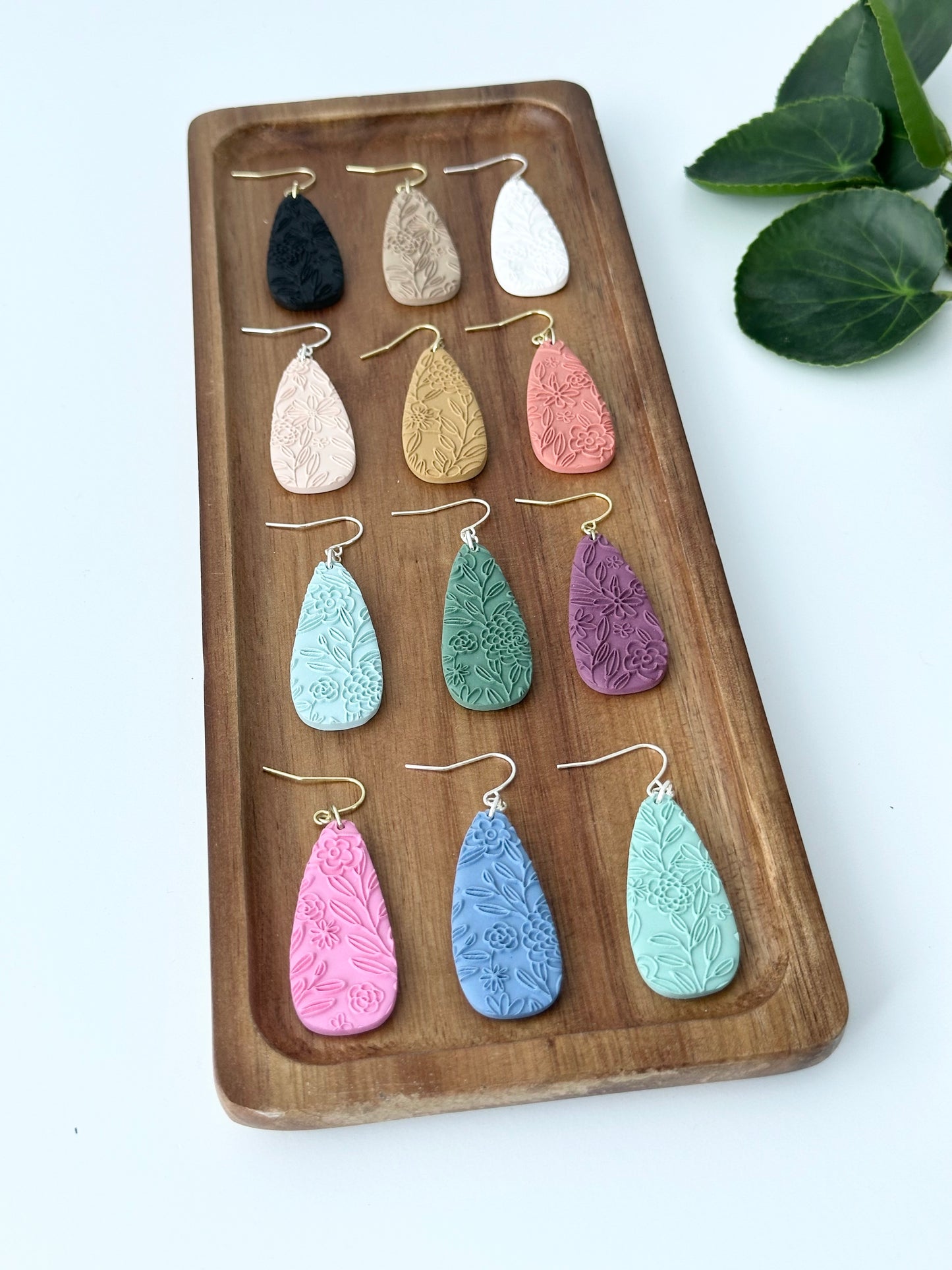 Floral Teardrop Dangles | Polymer Clay Earrings