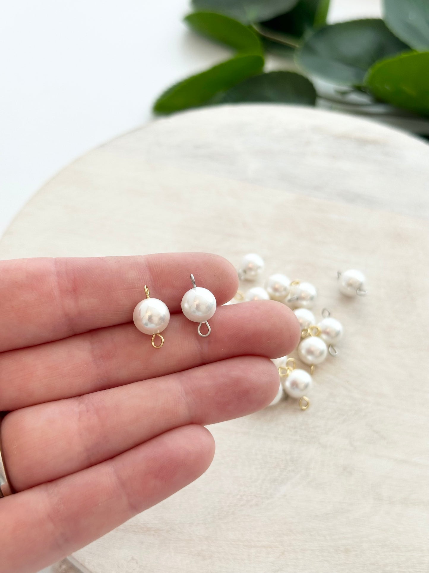 Pearl Connector Charms - Gold or Silver (10pc)