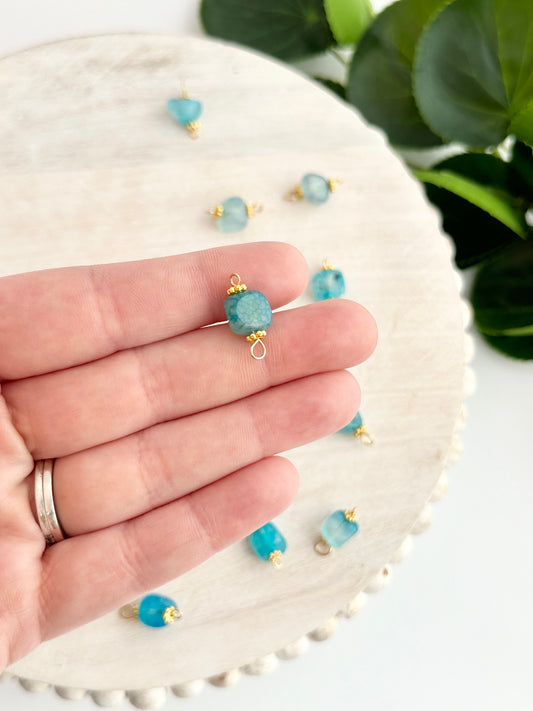 Turquoise Glass Connector Bead (10pc)