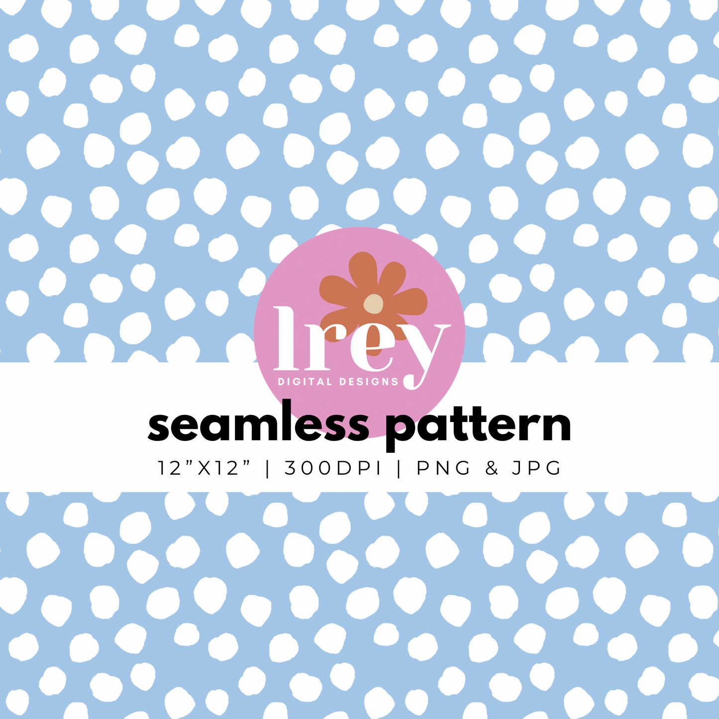 Abstract Dots - White on Light Blue | Digital Seamless Pattern | PNG, JPG | Instant Download | Commercial Use Included | LRey Digital Designs | Digital Seamless Pattern