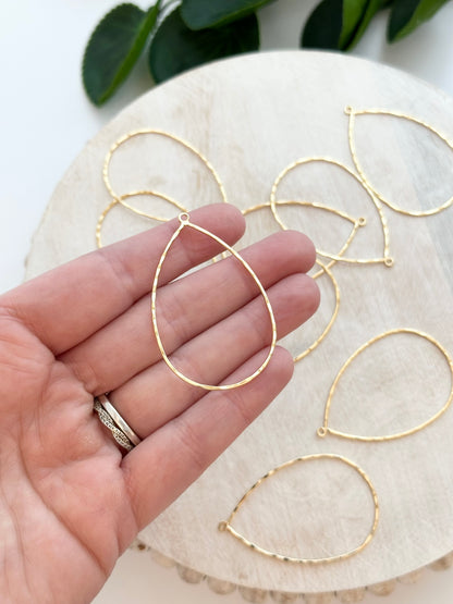 Hammered Teardrop Pendant Charm - Gold (10pc)