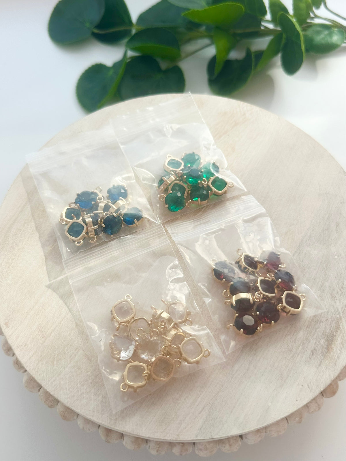 Faceted Rhombus Glass Connector Charm - Gold (10pc)