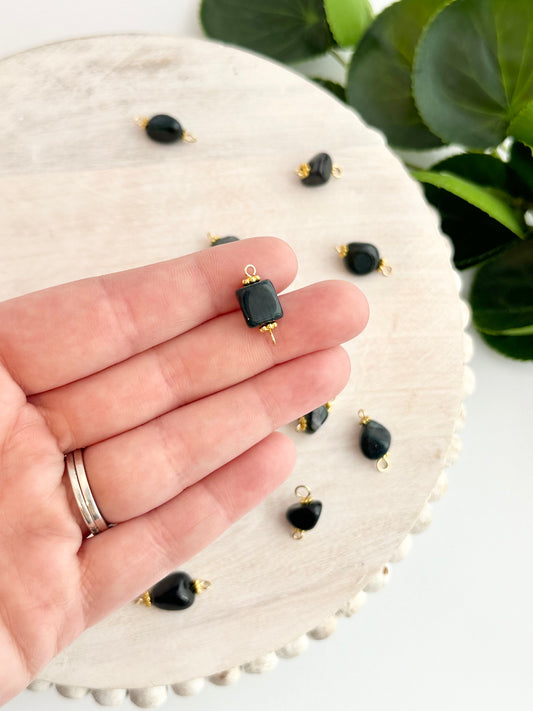 Charcoal Glass Connector Bead (10pc)