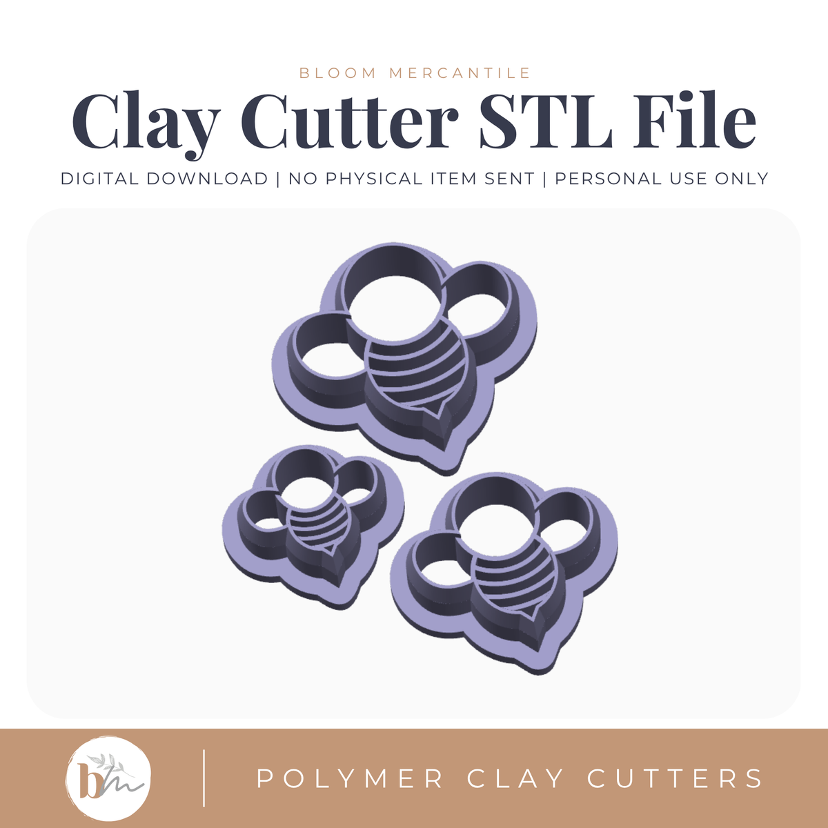 Bumblebee - 3 Sizes | Digital STL File | Polymer Clay Tools & Cutters