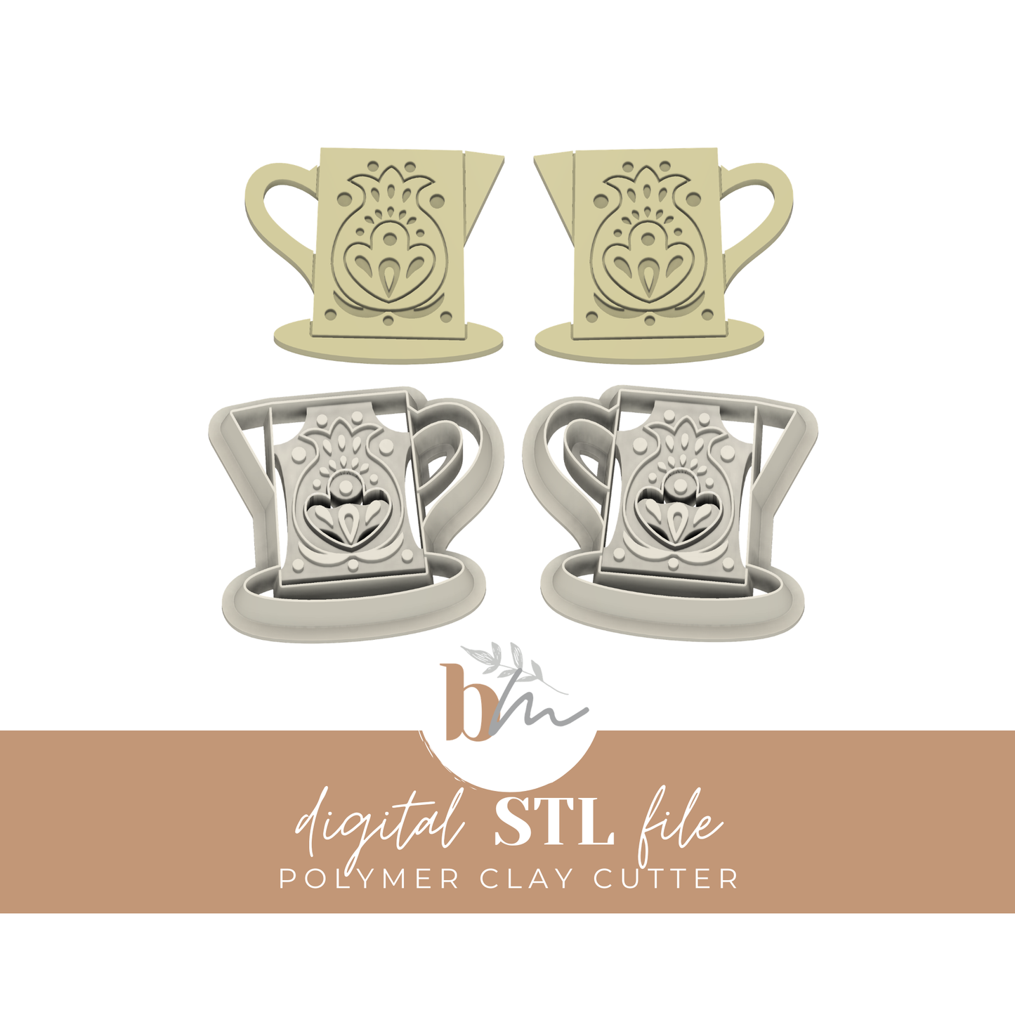Folk Pitcher | Digital STL File | Polymer Clay Tools & Cutters