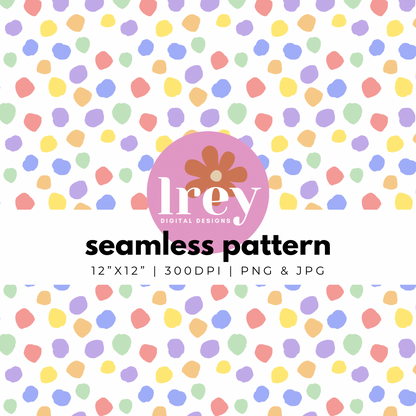 Colorful Abstract Dots - Pastel Rainbow | Digital Seamless Pattern | PNG, JPG | Instant Download | Commercial Use Included | LRey Digital Designs | Digital Seamless Pattern