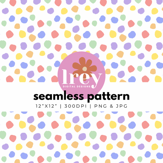 Colorful Abstract Dots - Pastel Rainbow | Digital Seamless Pattern | PNG, JPG | Instant Download | Commercial Use Included | LRey Digital Designs | Digital Seamless Pattern