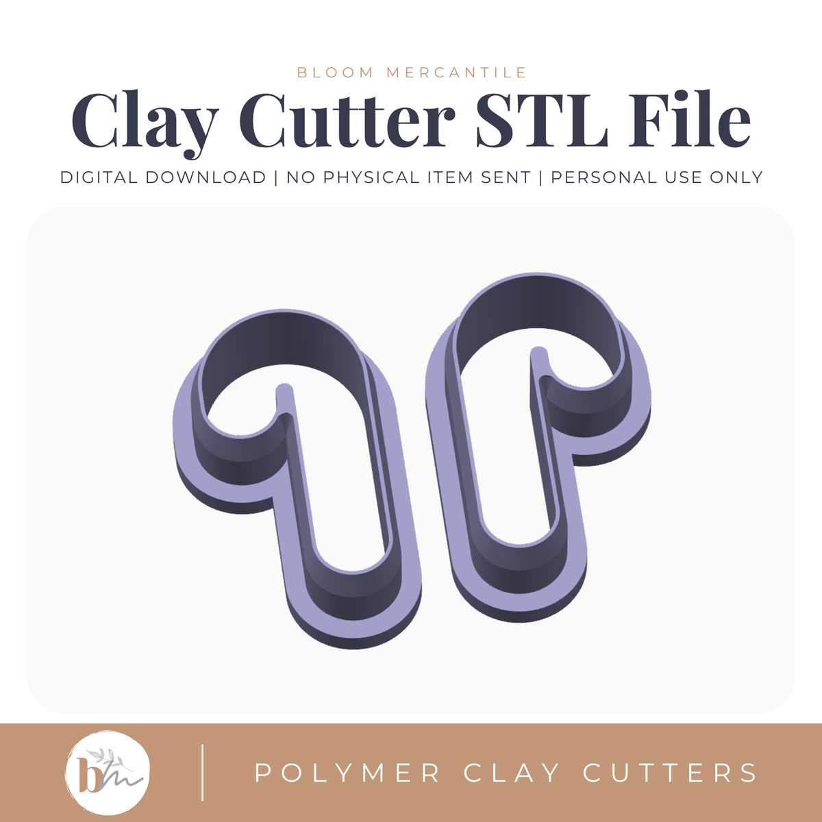 Candy Cane Mirror Set - 5 Sizes | Digital STL File | Polymer Clay Tools & Cutters