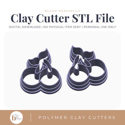 Cherries with Stem - Mirror Set | Digital STL File | Polymer Clay Tools & Cutters